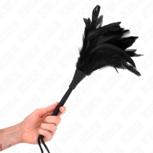 BLACK MAIDS HORN SHAPED TICKLE CHICKEN FEATHERS 36 CM