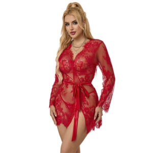 953782 LACE NIGHTGOWN + THONG RED L/XL