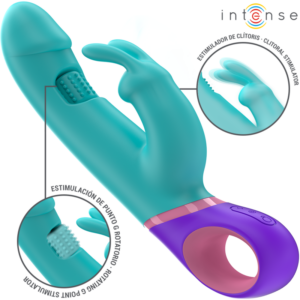 MONICA RABBIT VIBRATOR WITH ROTATING G-SPOT STIMULATOR BLUE