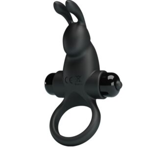VIBRATING RING + RABBIT CLITORIS STIMULATOR 10 VIBRATIONS BLACK