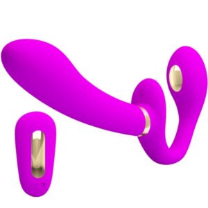 THUNDERBIRD DOUBLE STRAP-ON VIBRATOR REMOTE CONTROL PURPLE
