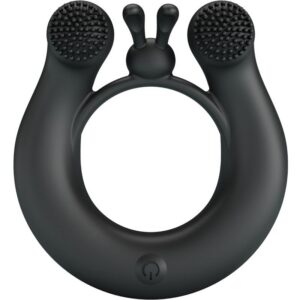 DAHLIA VIBRATING RING + CLITORIS STIMULATOR 12 VIBRATIONS BLACK