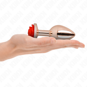 PINK GOLD ANAL PLUG WITH RED ROSE L