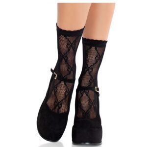 BLACK LACE BOW LACE SOCKS