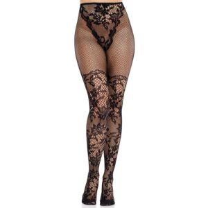 DAHLIA LACE STOCKINGS WITH NET DETAIL BLACK