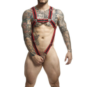 DNGEON RED CROSSED PENIS HARNESS ONE SIZE