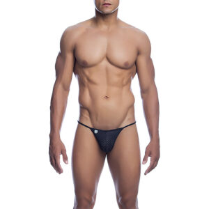 BLACK MICROFIBER V-STRING SIZE S/M