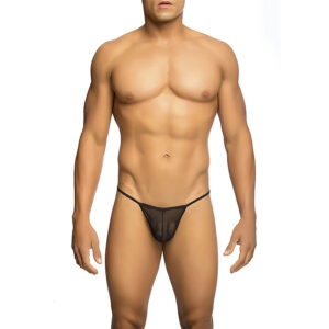 TRANSPARENT T-SHAPED THONG BLACK SIZE S/M