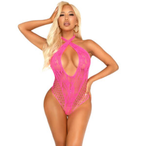 BODY PINK LACE CROSS NECK ONE SIZE
