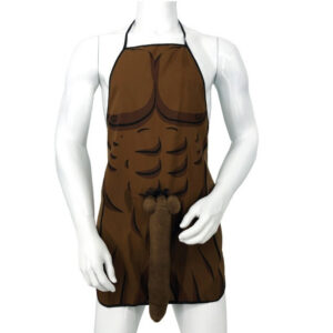 MUSCULAR APRON WITH 3D PENIS IN BROWN TONE