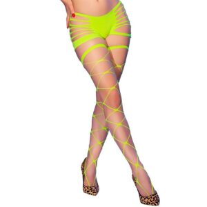 CR 4867 NEON GREEN FISHNET TIGHTS WITH HOLES