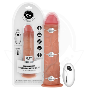 REALISTIC DILDO WITH SUCTION CUP AND REMOTE CONTROL VIBRATION 20.5 CM