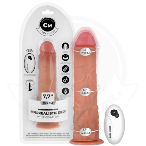 REALISTIC DILDO WITH SUCTION CUP AND REMOTE CONTROL VIBRATION 19.5 CM