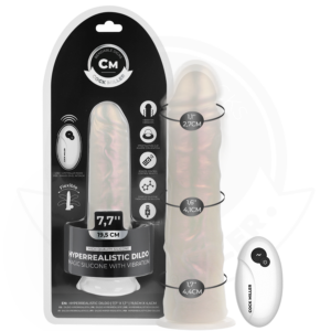 DILDO WITH SUCTION CUP, LIGHTS AND VIBRATION WITH REMOTE CONTROL WHITE 19.5 CM