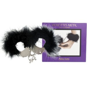 METAL HANDCUFFS WITH BLACK FEATHERS