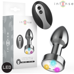 VIBRATING METAL ANAL PLUG WITH LED LIGHTS AND REMOTE CONTROL SIZE S