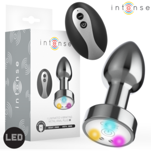 VIBRATING METAL ANAL PLUG WITH LED LIGHTS AND REMOTE CONTROL SIZE M
