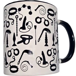 WHITE BONDAGE MUG WITH BLACK HANDLE 370 ML