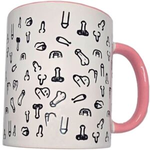 WHITE PENIS MUG WITH PINK HANDLE 370 M