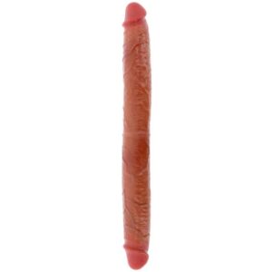 DOUBLE-ENDED SILICONE DILDO CARAMEL 46 CM
