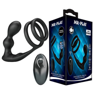 VIBRATING ANAL PLUG WITH PENIS RING REMOTE CONTROL