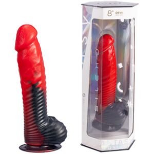 DEVIL DILDO FANTASY LIQUID SILICONE THERMOREACTIVE RED BLACK 20.3 CM