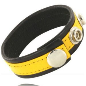 ADJUSTABLE LEATHER STRAP PENIS YELLOW-BLACK