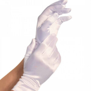 SATIN GLOVES WHITE