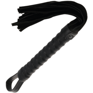 BLACK BONDAGE WHIP WITH LEATHER HANDLE