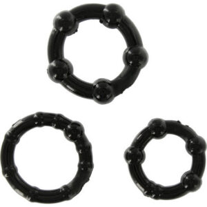 SET OF THREE BLACK PENIS RINGS