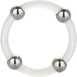 STEEL BEADED SILICONE RING L