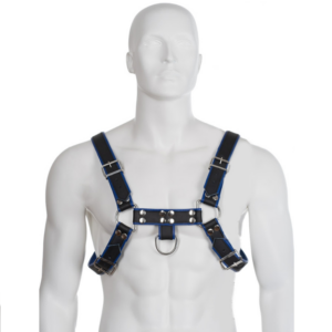 BLUE AND BLACK LEATHER HARNESS CHEST BULLDOG