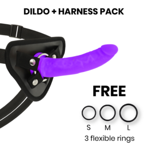 TOYS HARNESS + DONG PURPLE SILICONE 17 CM -O- 3 CM