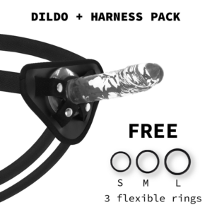 HARNESS + CLEAR COCK 18 CM -O- 4 CM