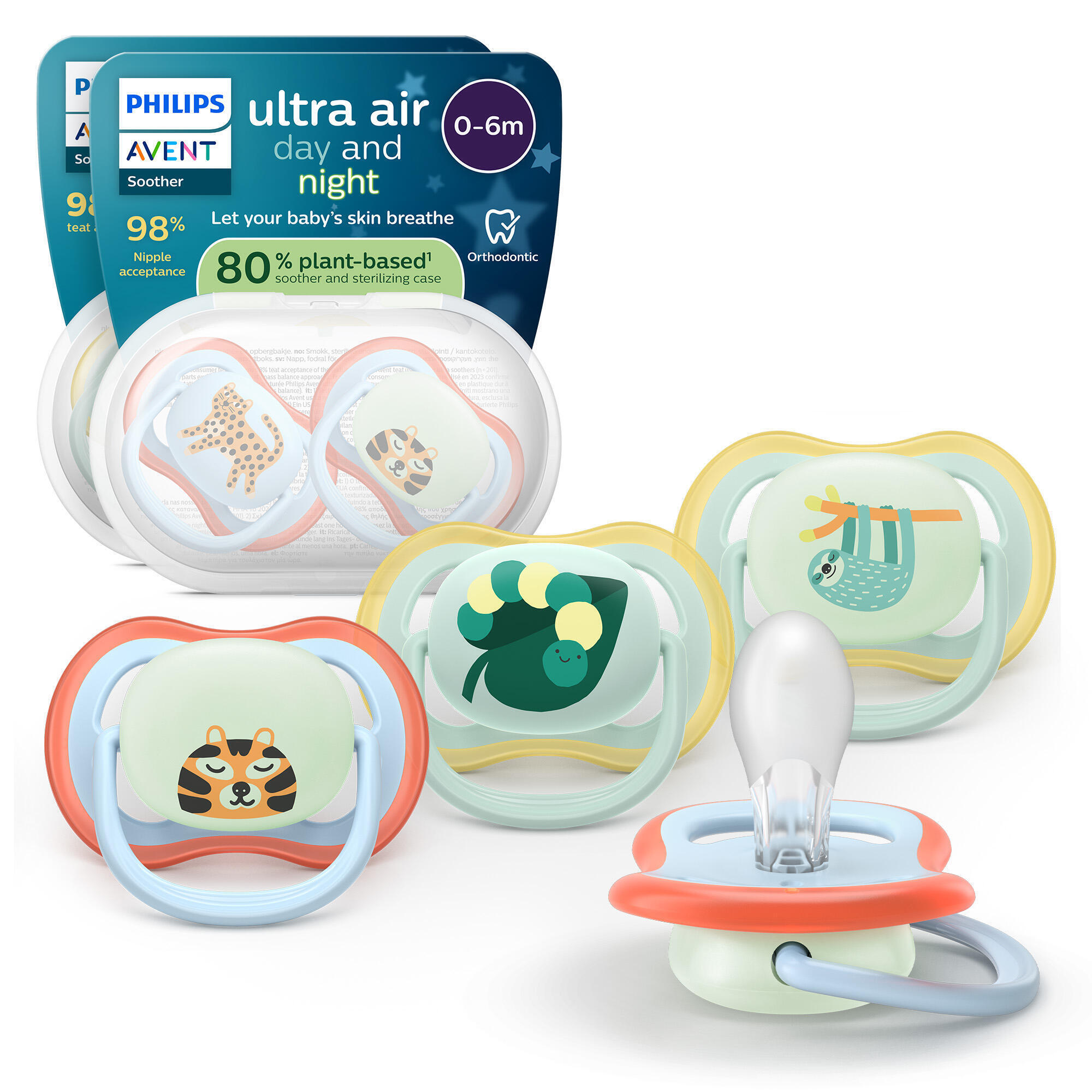 Philips Avent Ultra Air Day & Night tutti, 0–6 kk, 4 kpl, vaaleanvihreä/vaaleansininen