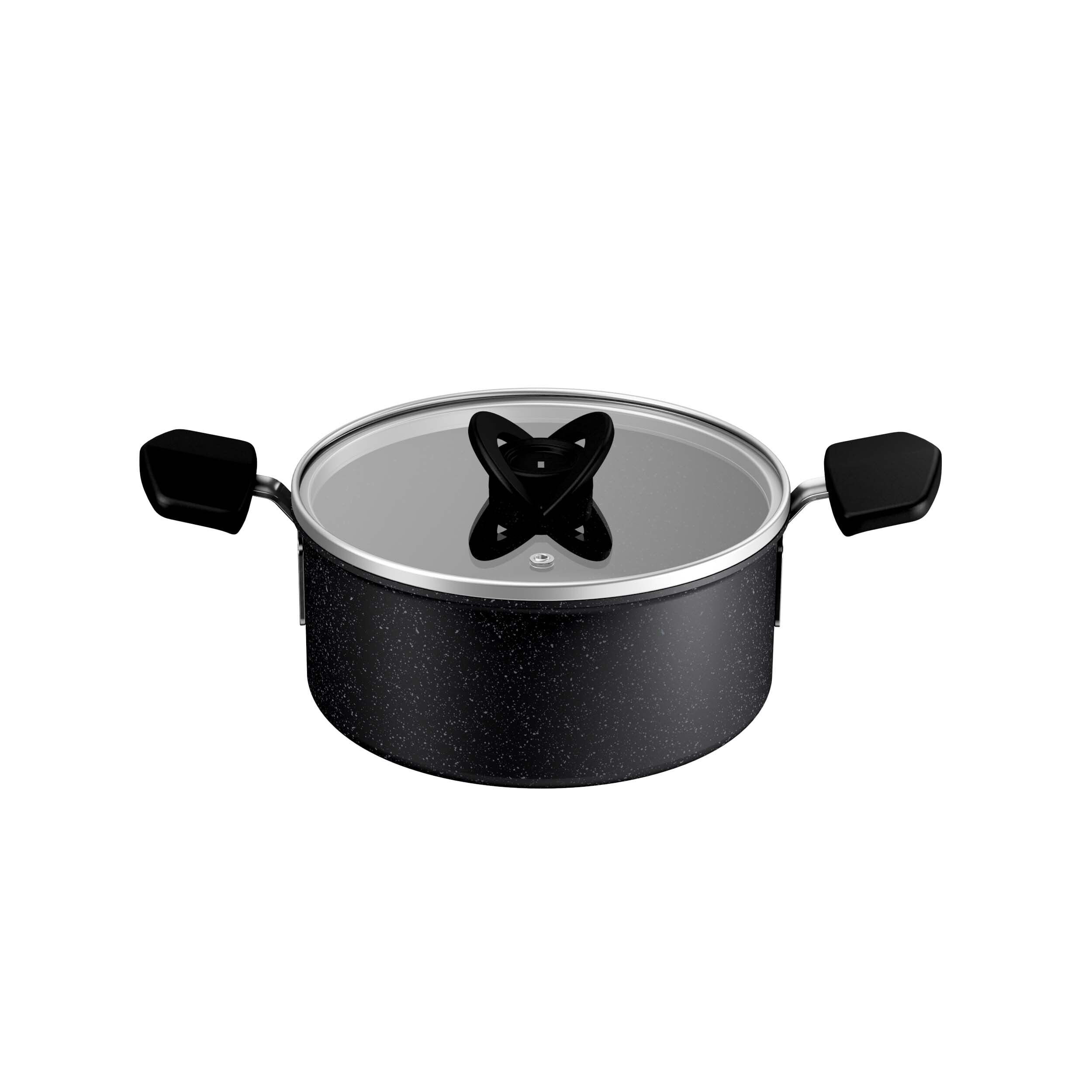 Tefal Excell Cook kattila, 20 cm/2,7 l, lasikansi, musta