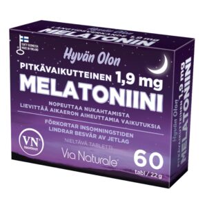 Via Naturale Hyvän Olon pikatoimeline melatoniin 1,9 mg, 60 tbl