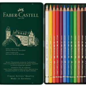 Faber-Castell Polychromos - värvilised pliiatsid plekkkarbis, 12 värvi