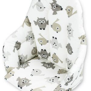 Anne & Mikael -syöttötuolin pehmuste, harmaa, pöllökuvio