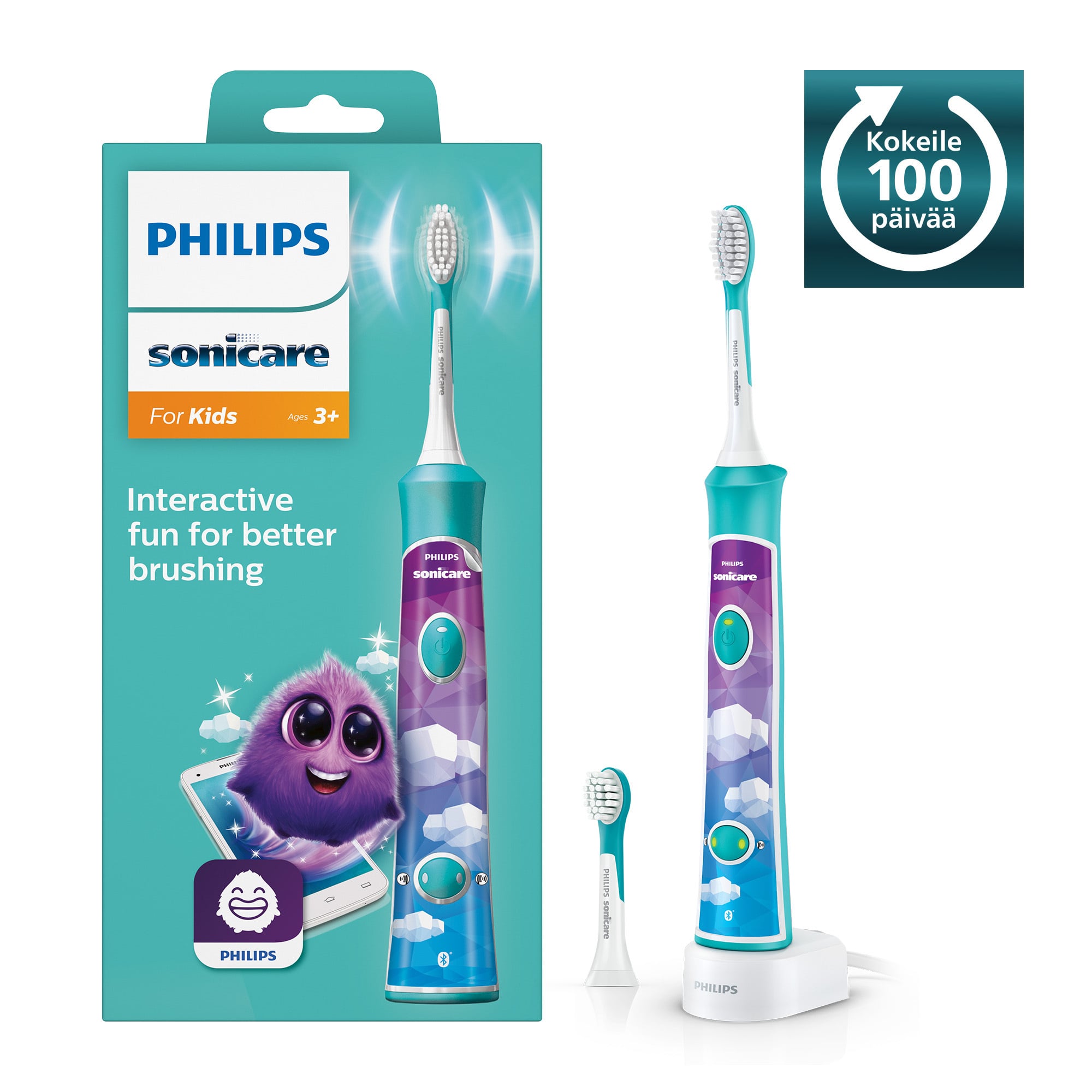Philips HX6322/04 Sonicare For Kids Sonic-tüüpi elektriline hambahari, sinine