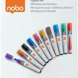 Nobo Liquid Ink - tahvlipliiatsid, ümar ots, erinevad värvid, 10 tk