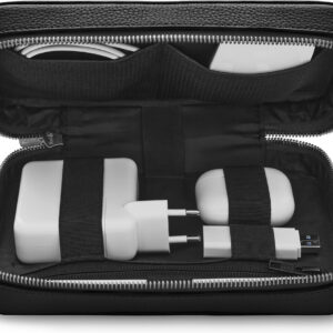 Woolnut Leather Tech Organizer - tarvikute kott, must