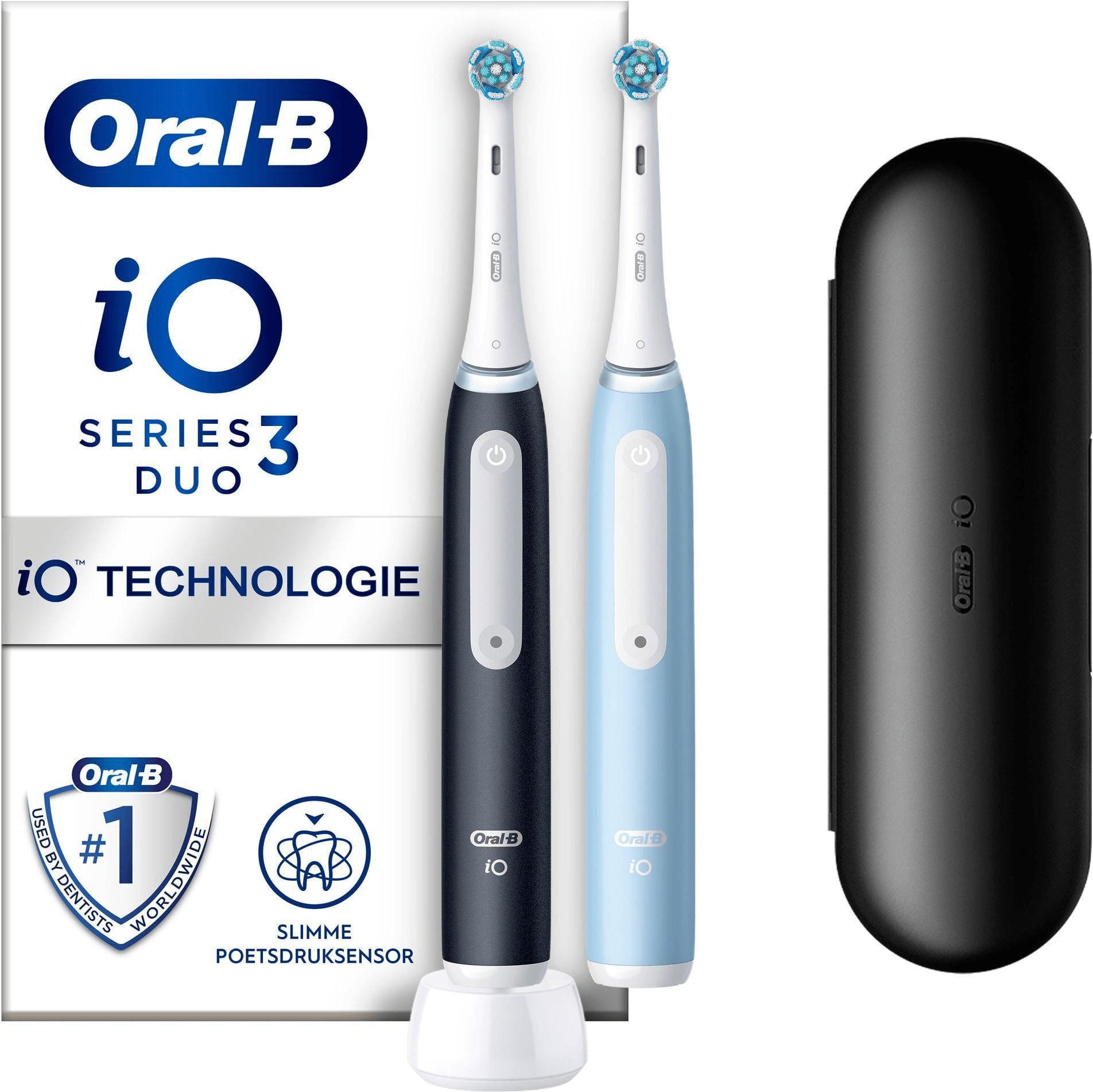 Oral-B iO Series 3s Duo elektriline hambahari, topeltraamiga, sinine/must