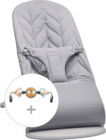 BabyBjörn Bliss Woven Bundle -sitteri + lelu, Light Grey/Googly Eyes(pastelli)