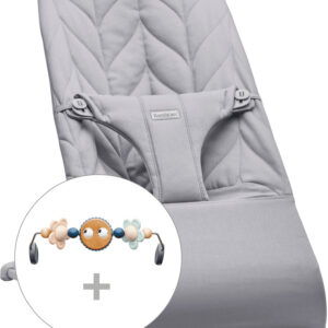 BabyBjörn Bliss Woven Bundle -sitteri + lelu, Light Grey/Googly Eyes(pastelli)