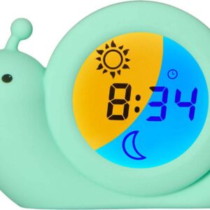 Alecto Baby Simon Snail -unirytmiä opettava herätyskello, mint green