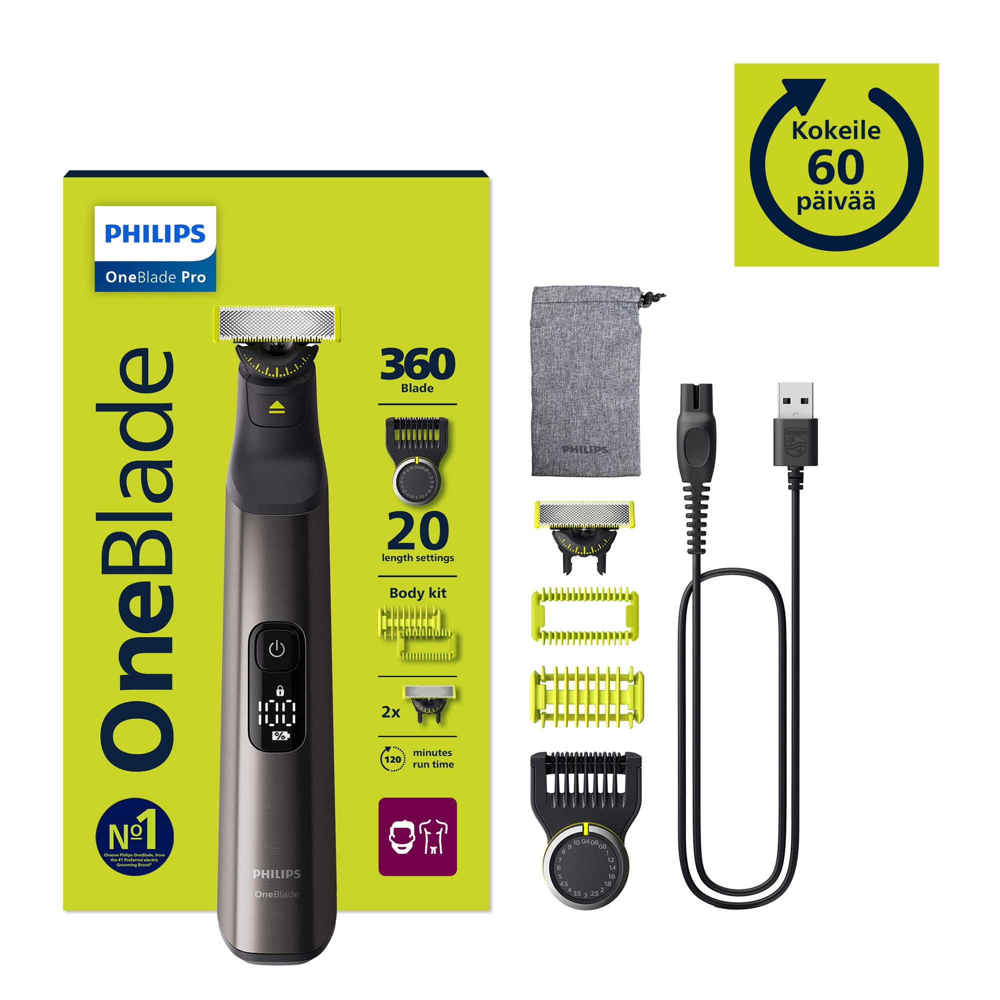 Philips OneBlade Pro 360 Face & Body QP6552/15 habeme- ja kehatrimmer