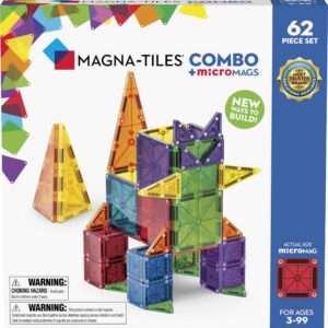 MAGNA-TILES ja microMAGS kombineeritud magnetiline ehituskomplekt, 62 osa