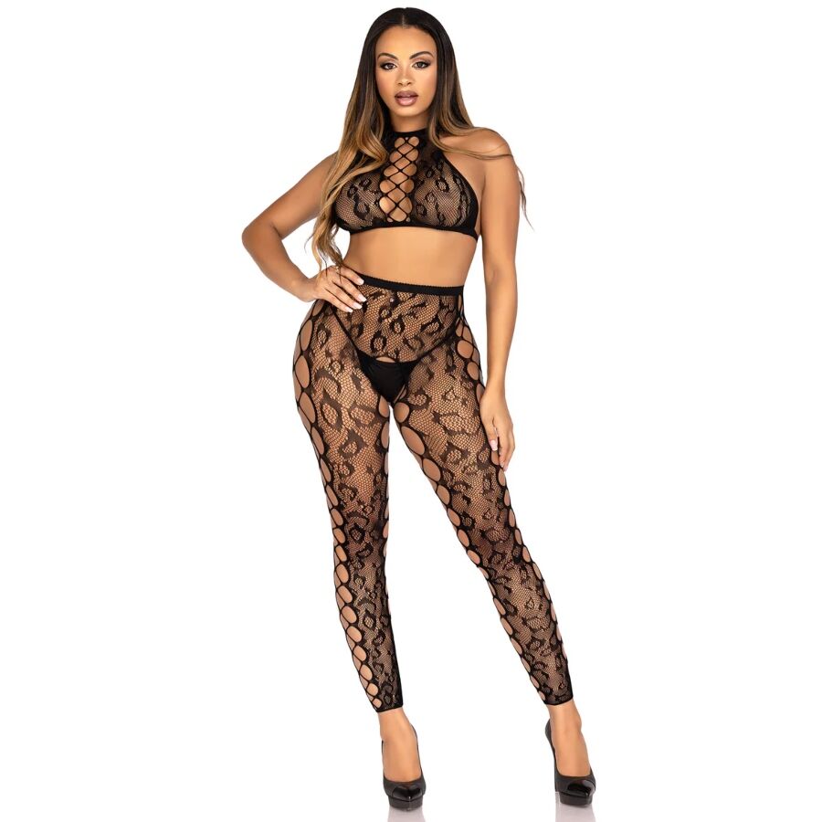 89372 CROP TOP & CROTCHLESS TIGHTS BLACK ONE SIZE - Image 4