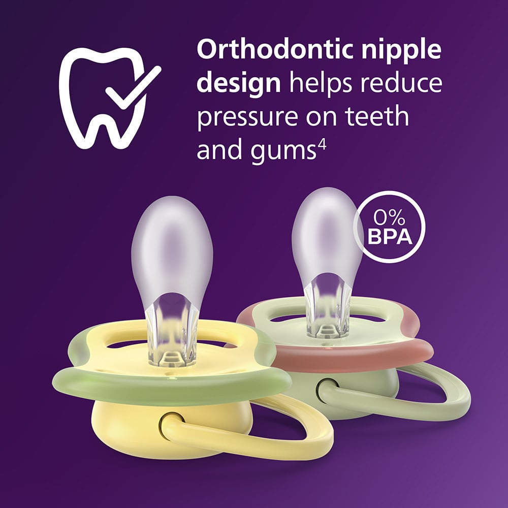 Philips Avent Ultra air lutt, 0–6 kuud, 2 tk, helelilla/helekollane - Image 2